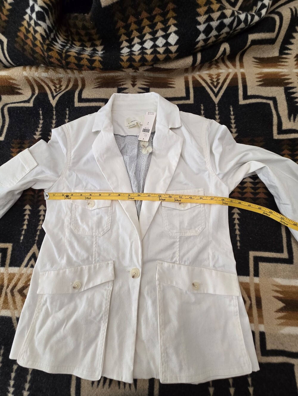 Anthropologie White Cotton Blazer Jacket - Picture 12 of 14